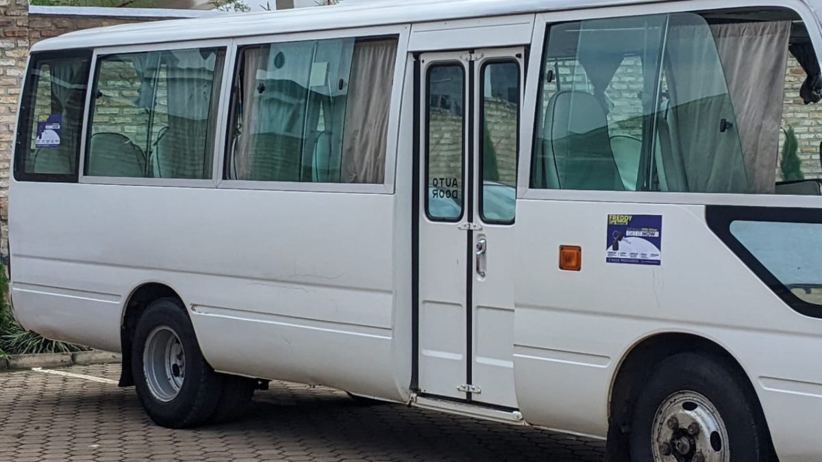 Rent a Coaster bus in Kigali with Freddy Car Rental. We offer reliable Coaster bus rentals for tours, corporate events, weddings, airport transfers, and group travel across Rwanda.